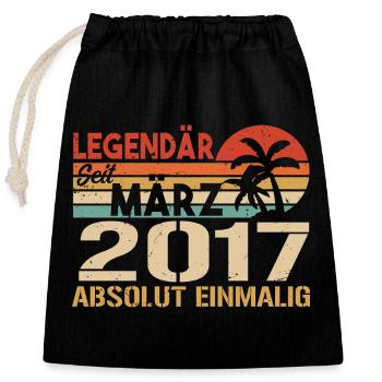 Légendaire depuis mars 2017 - absolument unique - Sac cadeau en coton avec cordon (25 x 30 cm) - noir - Devant