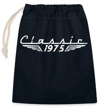 50e anniversaire 50 ans Né 1975 Homme Femme - Sac cadeau en coton avec cordon (25 x 30 cm) - bleu marine - Devant