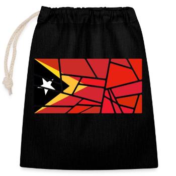 Country Flag East Timor Timor Leste - Closable cotton gift bag (25x30cm) - black - Front