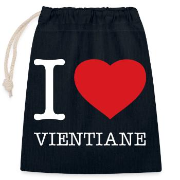 I LOVE VIENTIANE - Verschließbarer Geschenkbeutel aus Baumwolle (25x30cm) - Navy - Vorne