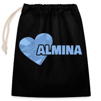 Almina - Sac cadeau en coton avec cordon (25 x 30 cm) - noir - Devant