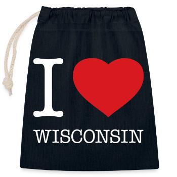 I LOVE WISCONSIN - Verschließbarer Geschenkbeutel aus Baumwolle (25x30cm) - Navy - Vorne