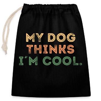 Geschenk Spruch Haustiere Hund Dog Dad Paws - Verschließbarer Geschenkbeutel aus Baumwolle (25x30cm) - Schwarz - Vorne