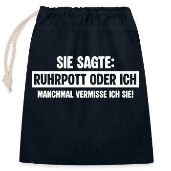 Ruhrpott Exfreundin - Verschließbarer Geschenkbeutel aus Baumwolle (25x30cm) - Navy - Vorne