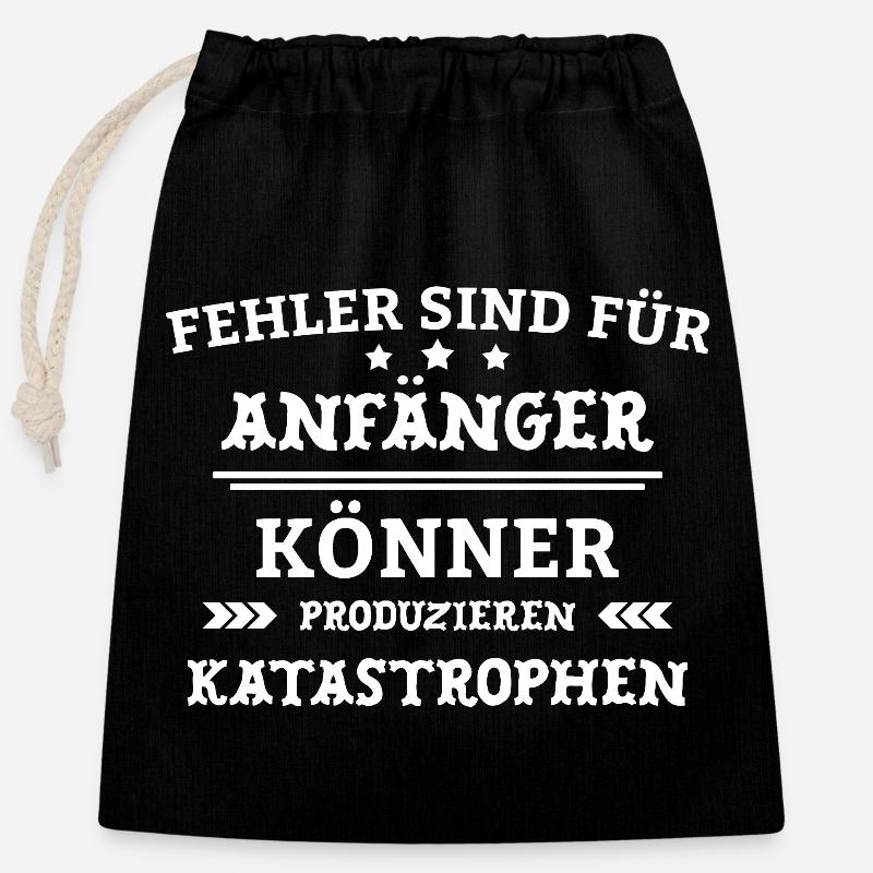 Mistakes Are For Beginners - Office Work Humor - Closable cotton gift bag (25x30cm) - black