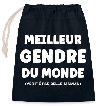 son-in-law - Closable cotton gift bag (25x30cm) - navy - Front