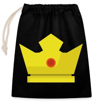 Couronne - Sac cadeau en coton avec cordon (25 x 30 cm) - noir - Devant
