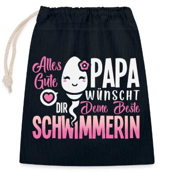 Alles Gute Papa wünscht dir dein bester Schwimmer - Verschließbarer Geschenkbeutel aus Baumwolle (25x30cm) - Navy - Vorne