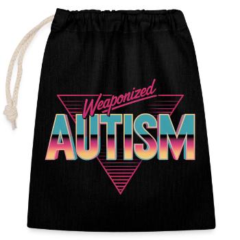 Autisme instrumentalisé - Funny Gen Alpha Memes - Sac cadeau en coton avec cordon (25 x 30 cm) - noir - Devant