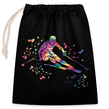 Alpin Ski Wintersport Nordischer Skilauf - Verschließbarer Geschenkbeutel aus Baumwolle (25x30cm) - Schwarz - Vorne