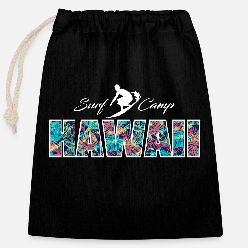 Hawaii Surf Camp Urlaub Sommer 2019 - Verschließbarer Geschenkbeutel aus Baumwolle (25x30cm) - Schwarz