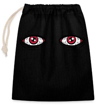 2 grosse Augen - Verschließbarer Geschenkbeutel aus Baumwolle (25x30cm) - Schwarz - Vorne