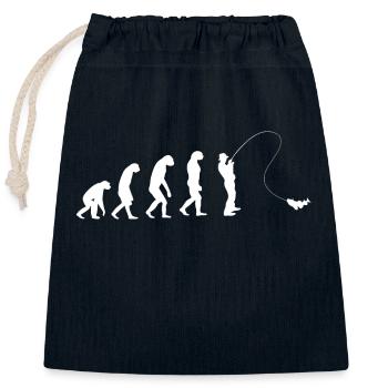 Darwin Evolution Great Ape Man Fishing Angler - Closable cotton gift bag (25x30cm) - navy - Front