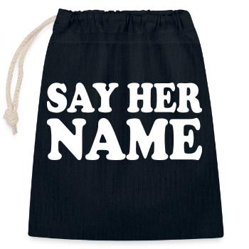 Say her name - Sac cadeau en coton avec cordon (25 x 30 cm) - bleu marine - Devant