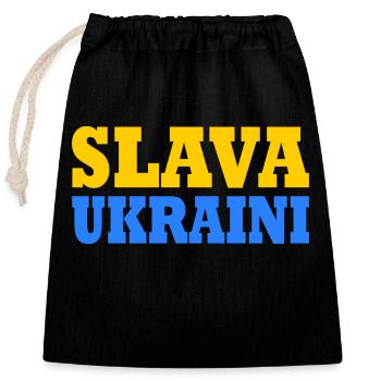 Slava ukraini - Sac cadeau en coton avec cordon (25 x 30 cm) - noir - Devant
