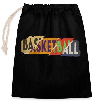 Basketball Sport Schrift Vintage Retro Bunt - Verschließbarer Geschenkbeutel aus Baumwolle (25x30cm) - Schwarz - Vorne