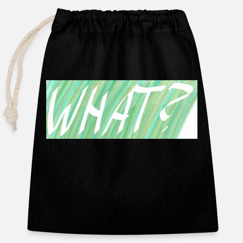 WHAT? Green gradient - Closable cotton gift bag (25x30cm) - black