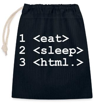 Manger du sommeil HTML - Sac cadeau en coton avec cordon (25 x 30 cm) - bleu marine - Devant