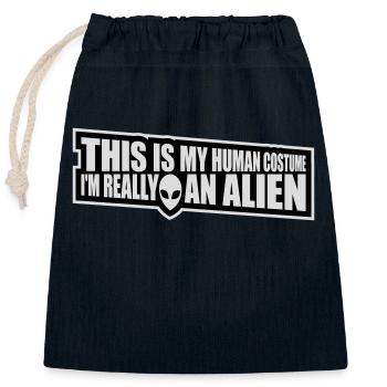 Citation extraterrestre de costume humain - Sac cadeau en coton avec cordon (25 x 30 cm) - bleu marine - Devant