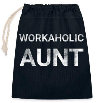 Workaholic Aunt - Closable cotton gift bag (25x30cm) - navy - Front