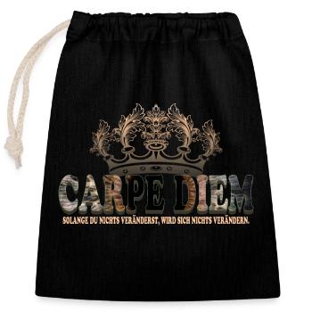 CARPE DIEM - Verschließbarer Geschenkbeutel aus Baumwolle (25x30cm) - Schwarz - Vorne