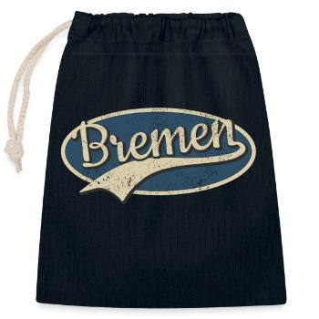 Bremen Deutschland Vintage Typografie - Verschließbarer Geschenkbeutel aus Baumwolle (25x30cm) - Navy - Vorne
