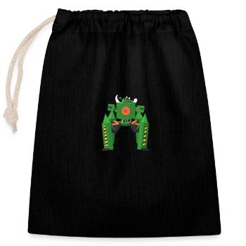 Green command bot - Closable cotton gift bag (25x30cm) - black - Front