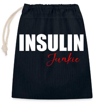 Insulin-Junkie-Spaß-Zitat - Verschließbarer Geschenkbeutel aus Baumwolle (25x30cm) - Navy - Vorne