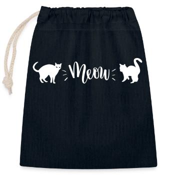 Katze Meow - Verschließbarer Geschenkbeutel aus Baumwolle (25x30cm) - Navy - Vorne