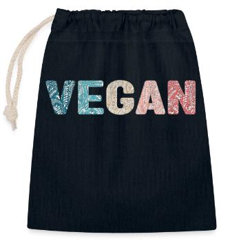Vegan - botanical pattern - couleur vacances - Sac cadeau en coton avec cordon (25 x 30 cm) - bleu marine - Devant