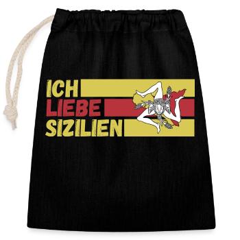 Sizilianer Sizilianisch Sizilien - Verschließbarer Geschenkbeutel aus Baumwolle (25x30cm) - Schwarz - Vorne