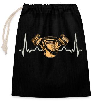 Retro House Painting Heartbeat Un professionnel - Sac cadeau en coton avec cordon (25 x 30 cm) - noir - Devant
