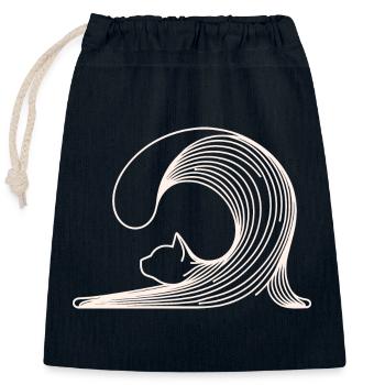 Line Art Cat - Closable cotton gift bag (25x30cm) - navy - Front