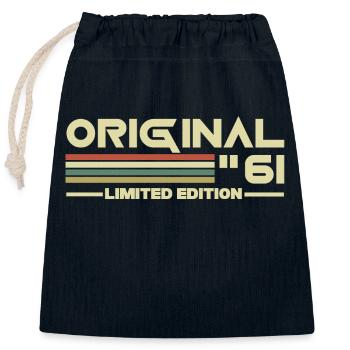 1961 - Closable cotton gift bag (25x30cm) - navy - Front