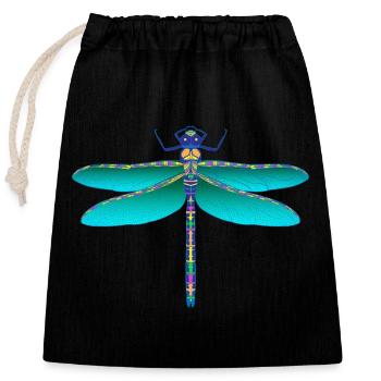 Dragonfly - Closable cotton gift bag (25x30cm) - black - Front