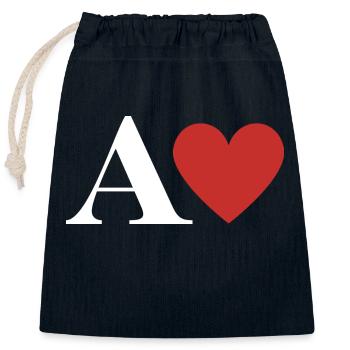 Roter Herz-Buchstabe - Verschließbarer Geschenkbeutel aus Baumwolle (25x30cm) - Navy - Vorne