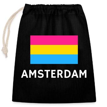 Pan Pride Flag Amsterdam - Sac cadeau en coton avec cordon (25 x 30 cm) - noir - Devant