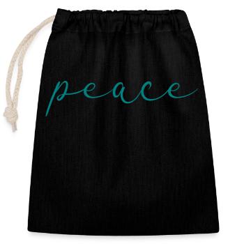 peace - Closable cotton gift bag (25x30cm) - black - Front