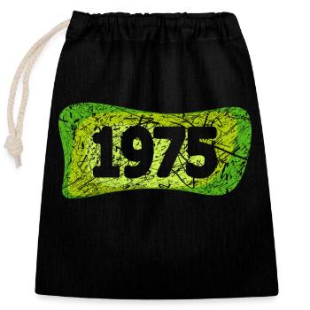 Retro 1975 - Closable cotton gift bag (25x30cm) - black - Front