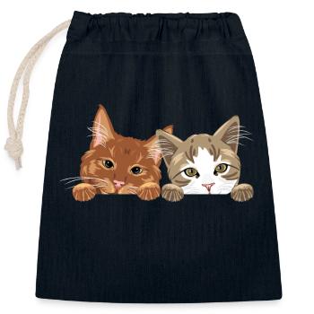 Niedliche zwei Katzen spähen - Verschließbarer Geschenkbeutel aus Baumwolle (25x30cm) - Navy - Vorne