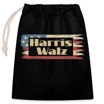 Harris Walz amerikanische Flagge vintage - Verschließbarer Geschenkbeutel aus Baumwolle (25x30cm) - Schwarz - Vorne