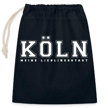 KÖLN College Style Font - Verschließbarer Geschenkbeutel aus Baumwolle (25x30cm) - Navy - Vorne
