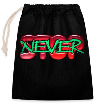 Never Stop - Closable cotton gift bag (25x30cm) - black - Front