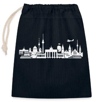 Horizon de Berlin - Sac cadeau en coton avec cordon (25 x 30 cm) - bleu marine - Devant