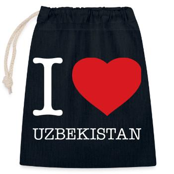 J’ADORE L’OUZBÉKISTAN - Sac cadeau en coton avec cordon (25 x 30 cm) - bleu marine - Devant