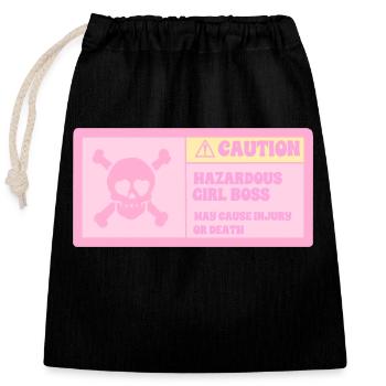 ATTENTION FEMALE CHEF - Closable cotton gift bag (25x30cm) - black - Front