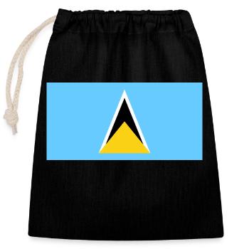 Saint Lucia - Closable cotton gift bag (25x30cm) - black - Front