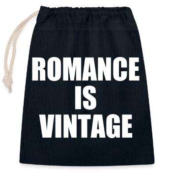 romance is vintage - Closable cotton gift bag (25x30cm) - navy - Front