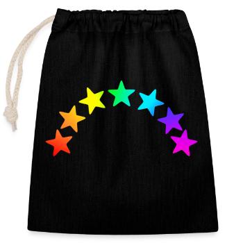 bunte Sterne - Regenbogen Farbverlauf - Verschließbarer Geschenkbeutel aus Baumwolle (25x30cm) - Schwarz - Vorne