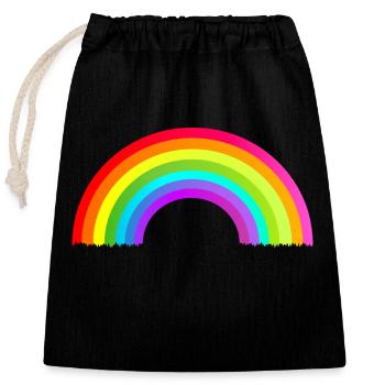 colorful rainbow - Closable cotton gift bag (25x30cm) - black - Front